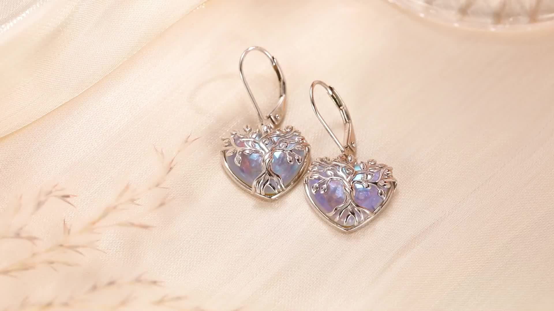 Moonstone Dangle Earrings 925 Silver Lightweight